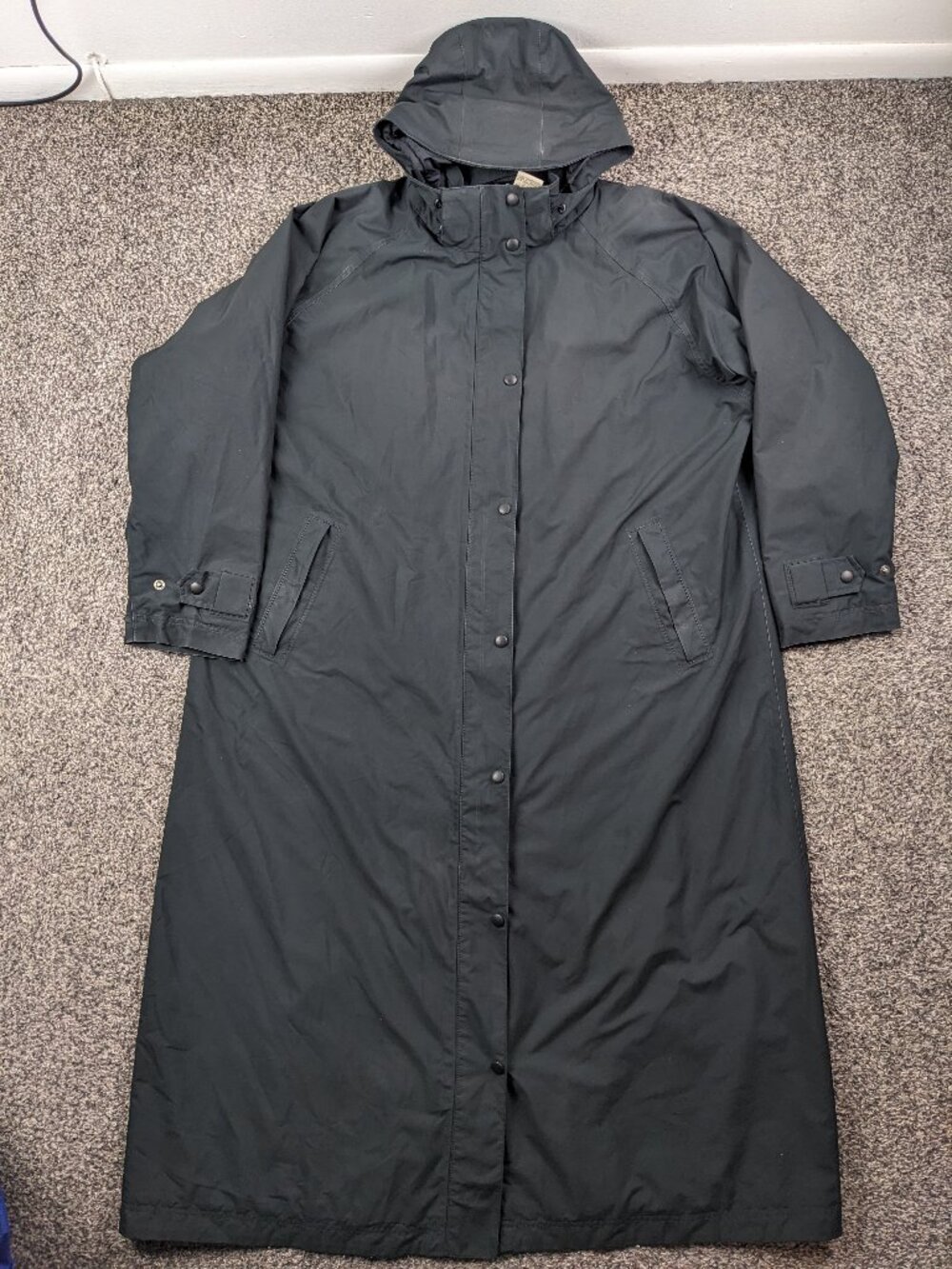Vintage Y2K LL Bean Jacket Womens 2X Rain Trench Coat Long Teal Black